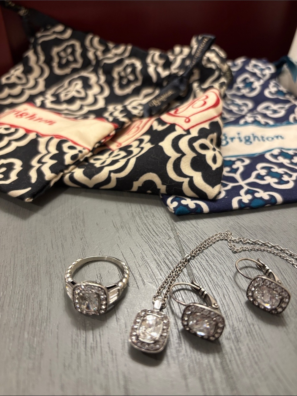Brighton Reina Collection, Necklace , Ring & Earrings Set - Silver